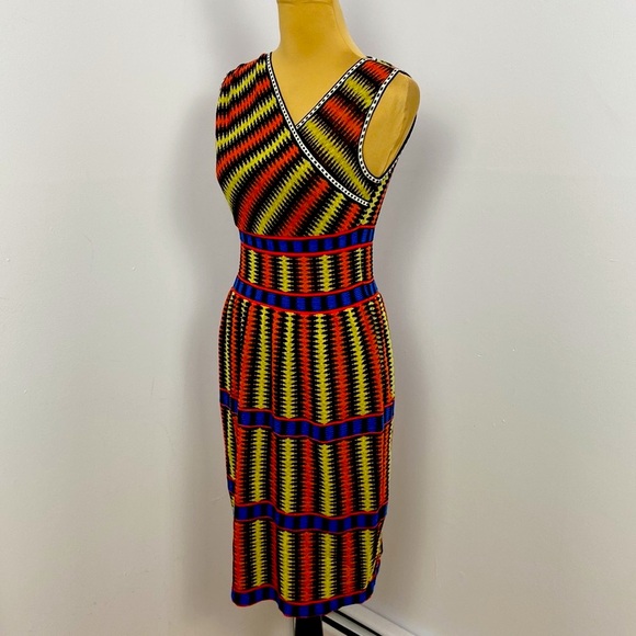 M Missoni Graphic Knit Asymmetrical Neck Apricot Yellow Black & Cobolt Size XS - Picture 10 of 13